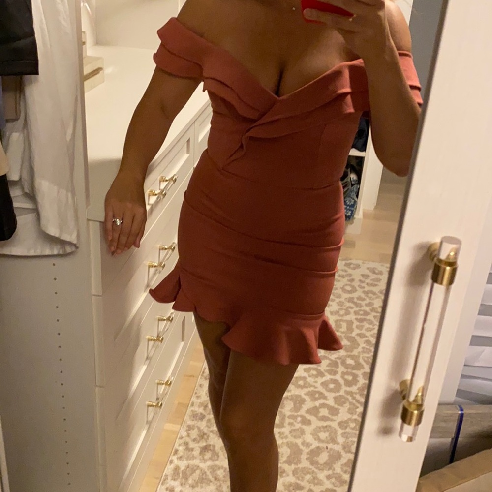 Hello Molly mauve off shoulder dress